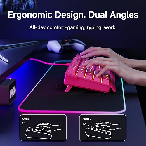 Miniatura 4 de EWEADN F61 - Teclado para juegos con cable al 60%, teclado de membrana retroiluminada RGB para juegos con teclas PBT, diseño compacto, teclado con