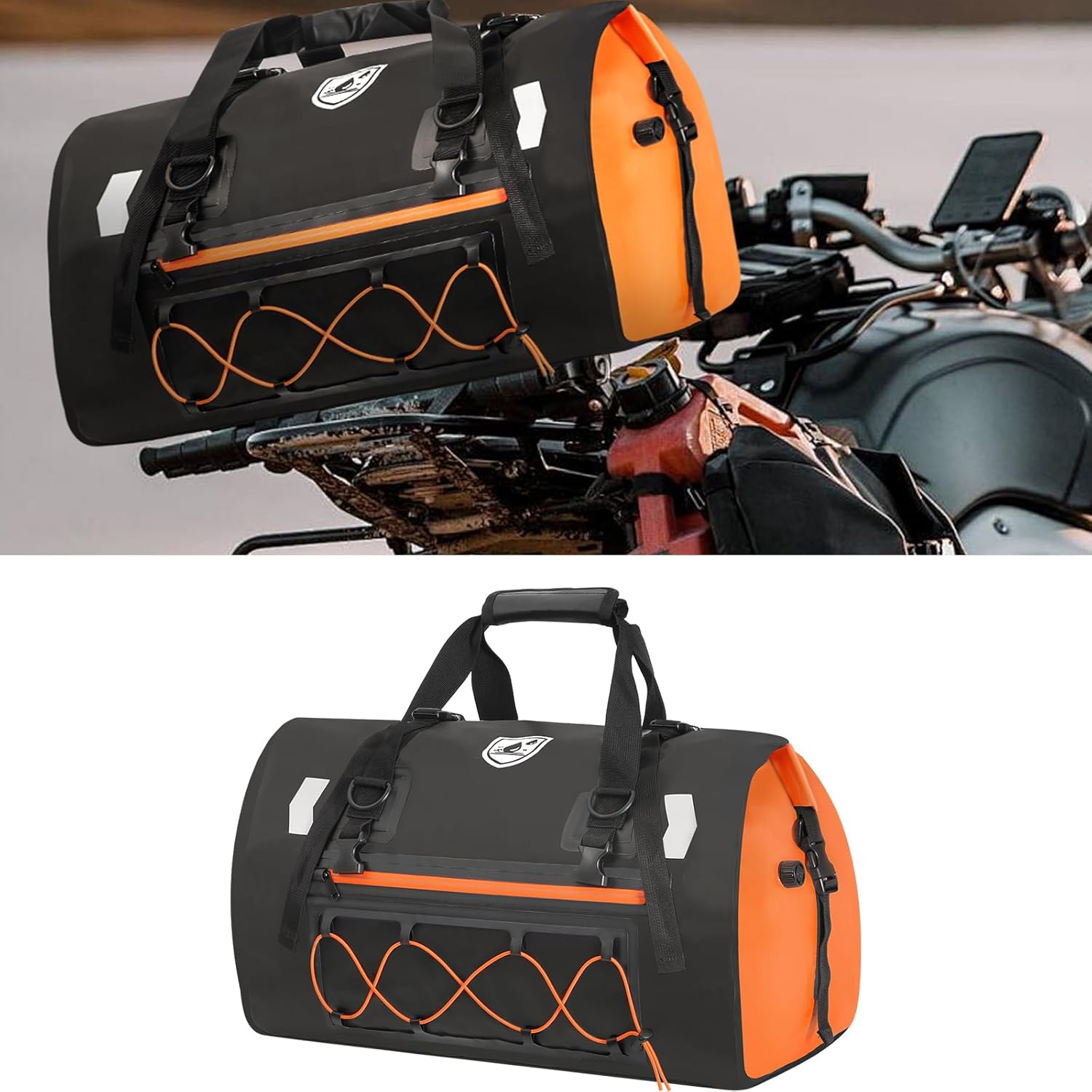 YEEGO DIRECT Motorcycle Dry Bags,50L Waterproof Luggage Bag, Tail Duffle Saddle Travel Rear Rack Trunk Bags with Hidden Helmet Pocket, Shoulder Straps for Outings Commuting Boat E-bike (Black)