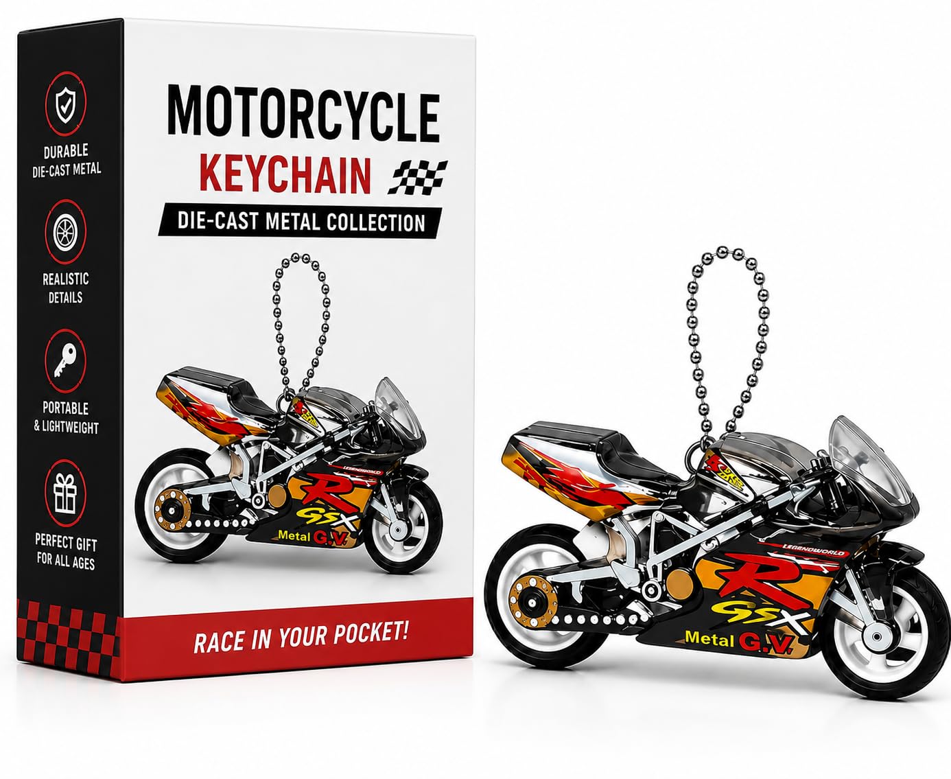 dream pulse Sparkling Stunt Bike Toy Keychain for Kids, Mini Motorcycle Key Ring with Spark Effect & Light, Friction Powered Racing Bike Toy, Gift for Boys & Girls (Random Color)-image-12