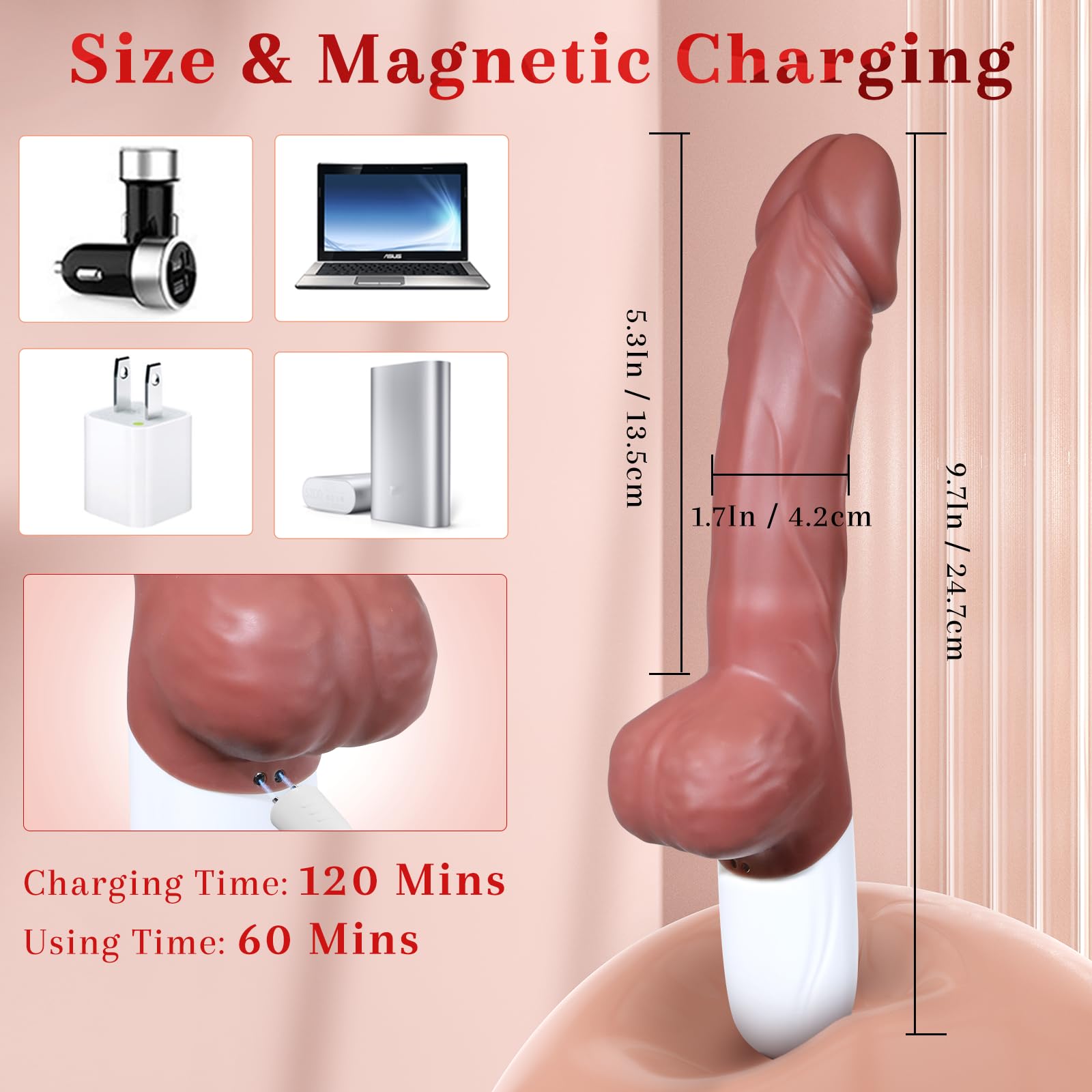 Dildo Realistici Vibratore Portatile Sex Toys per Donne Uomini Coppie, Giocattolo Sessuale Dildo Anale in Silicone con 10 Vibrazioni 10 Spinte e Rotazioni, Vibratori Femminili Giocattoli per Donne