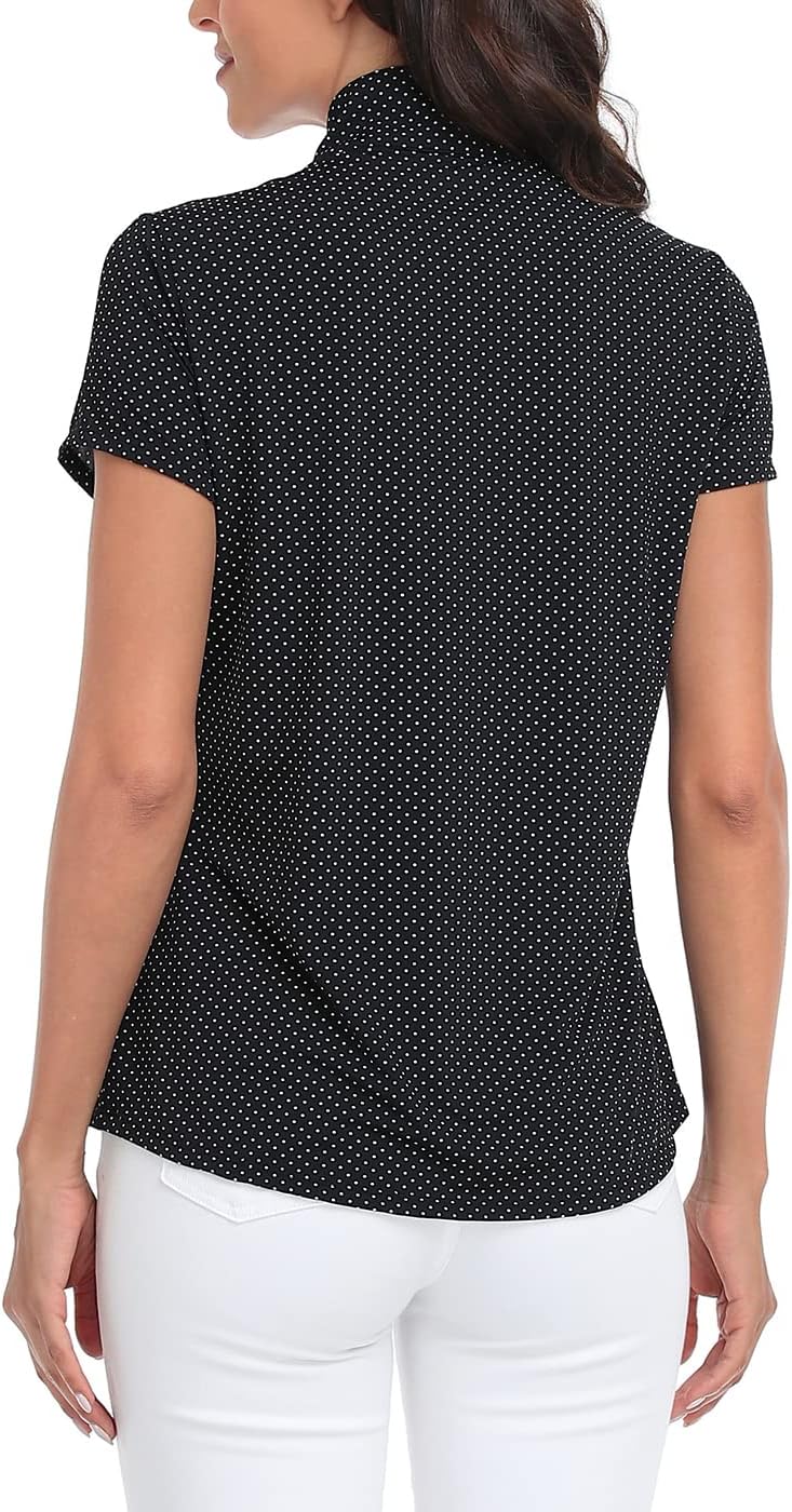 LRD Women's Golf Polo Shirt Short Sleeve Quarter Zip Mock Neck Tennis Shirt UPF 30 Sun Protection Quick Dry Performance Top - Image 6