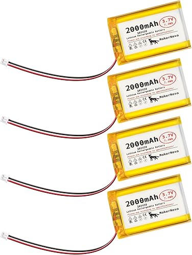 Batería LiPo de 3.7V 103450 2000mAh, recargable 1S 3C, conector Micro JST 1.25, placa de protección dual, paquete de 4