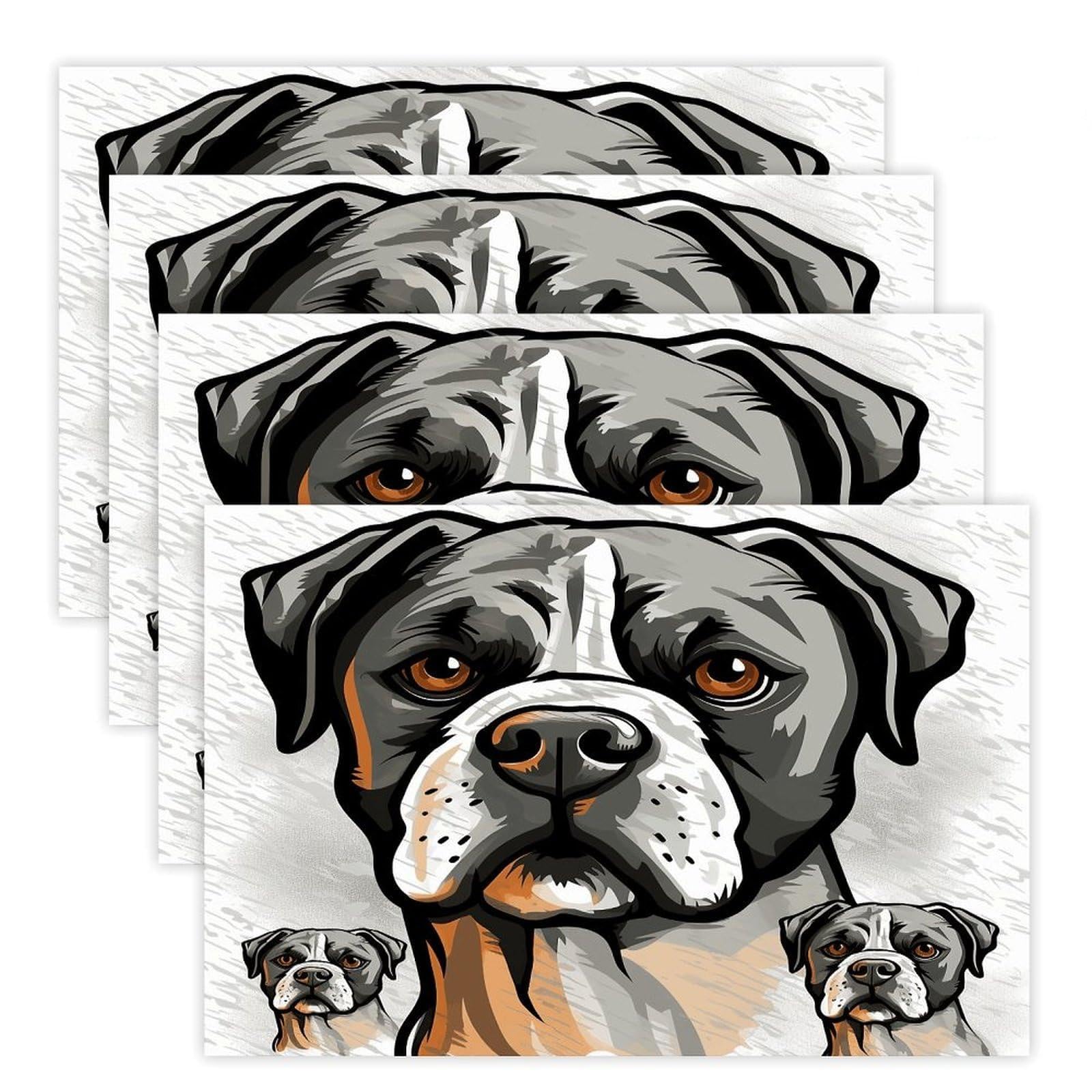 American Bulldog Head Placemats Non-Slip Heat Resistant Table Mats Flax Washable Cloth Place Mats Easy to Clean Premium Placemat for Kitchen Dining Table Decor Party Outdoor