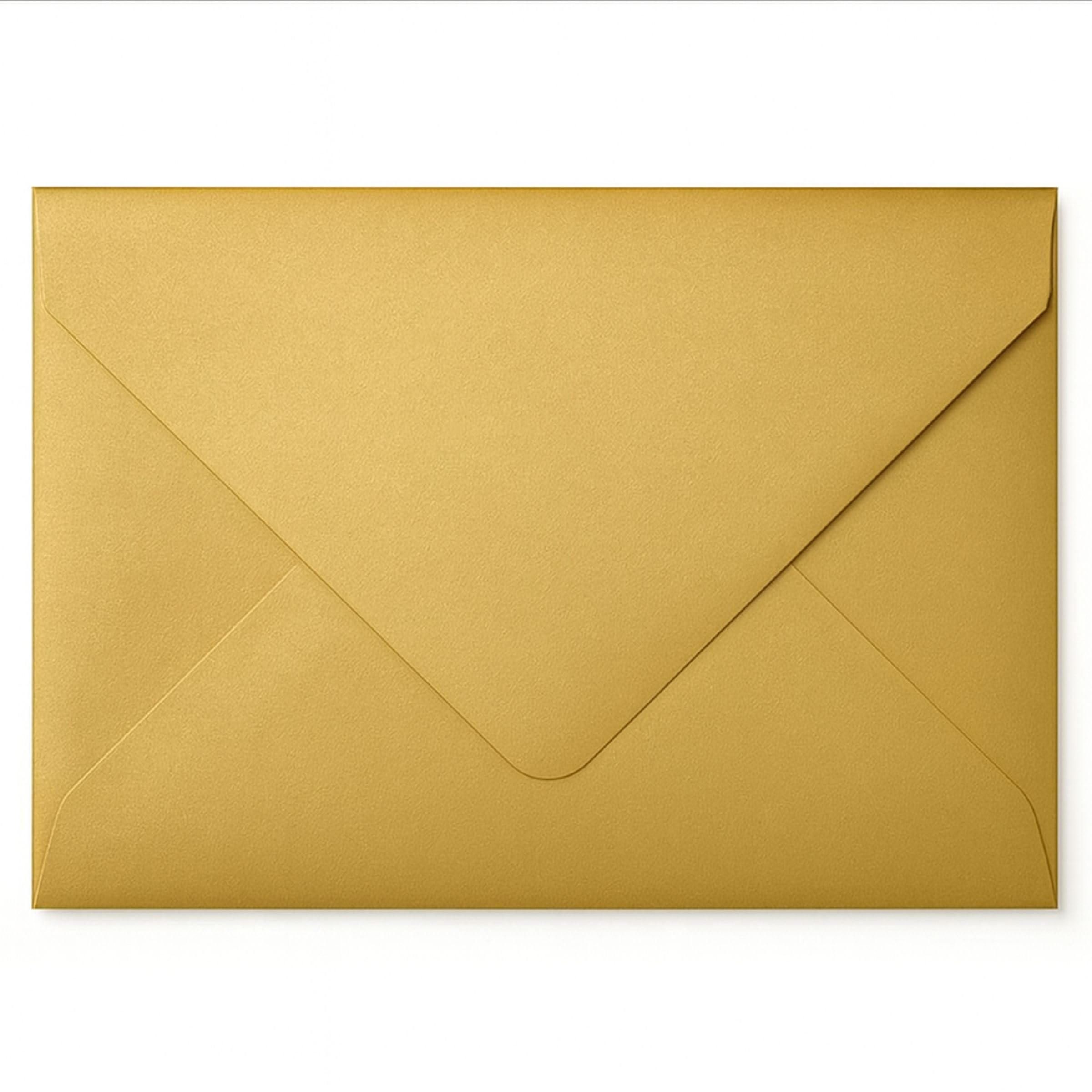 Cranberry 50 Pack Small C7 Gold Envelopes - 82mm x 113mm – Metallic Pearlescent Shimmer - Gummed 100gsm – A7 Fit