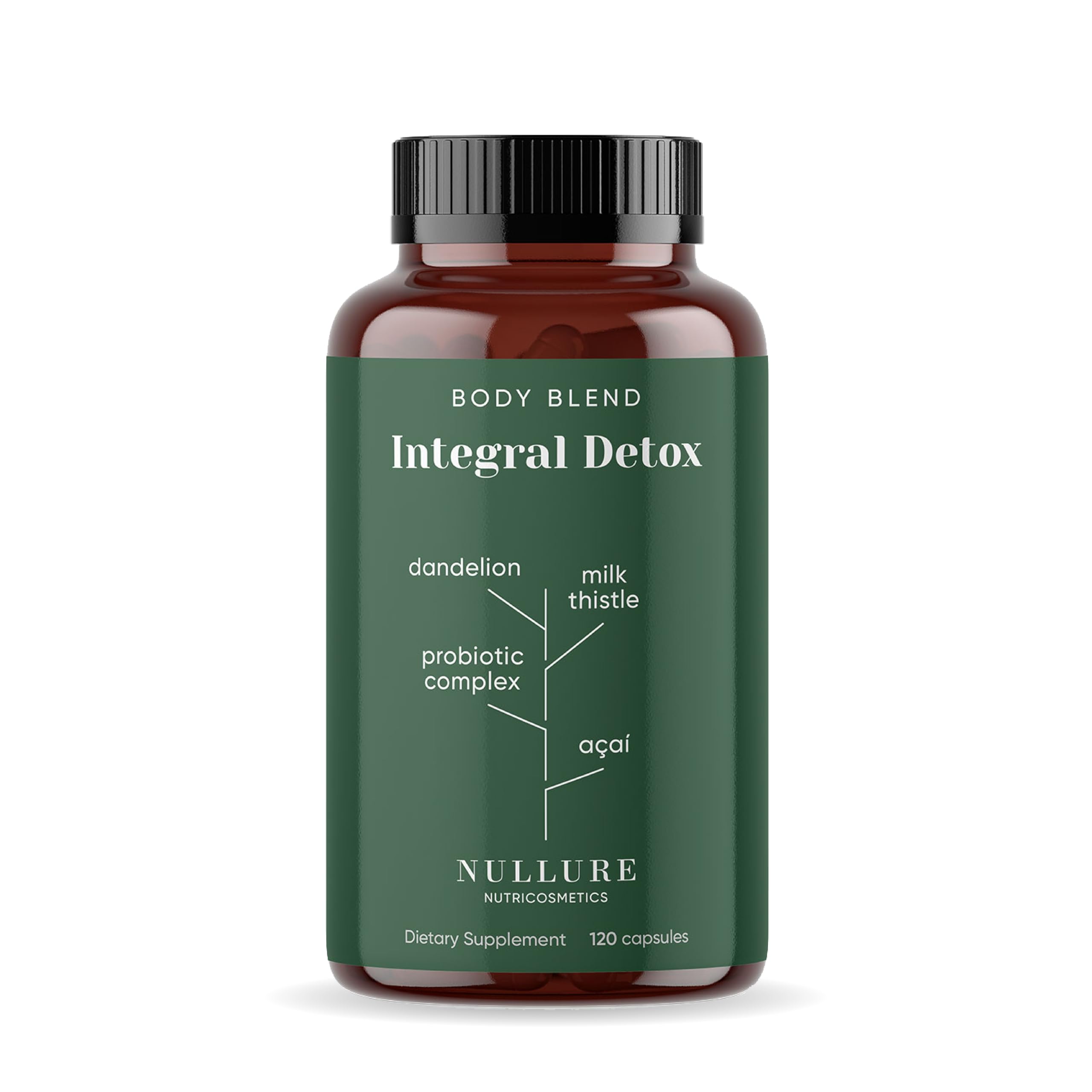 Nullure Natural Detox Depurativo Hígado y Colon | Limpieza Intestinos + Digestión | Vegano | Cardo Mariano + Probióticos + Diente de León + Açaí + Cúrcuma + Selenio | 120 cápsulas (2 meses)