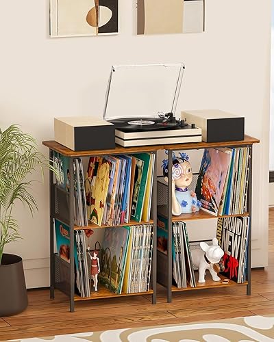 Miniatura 4 de Reproductor de discos de vinilo con altavoces externos, tocadiscos de transmisión por correa para discos de vinilo, altavoces estéreo duales