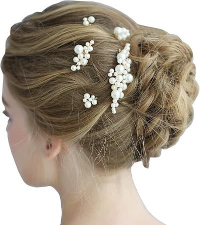 Amazon Co Jp パール ヘアピン 髪飾り ヘッドドレス 手作り ヘアコーム ウェディング ヘアアクセサリー 結婚式 ブライダル 花嫁 3種類 5本セット ビューティー