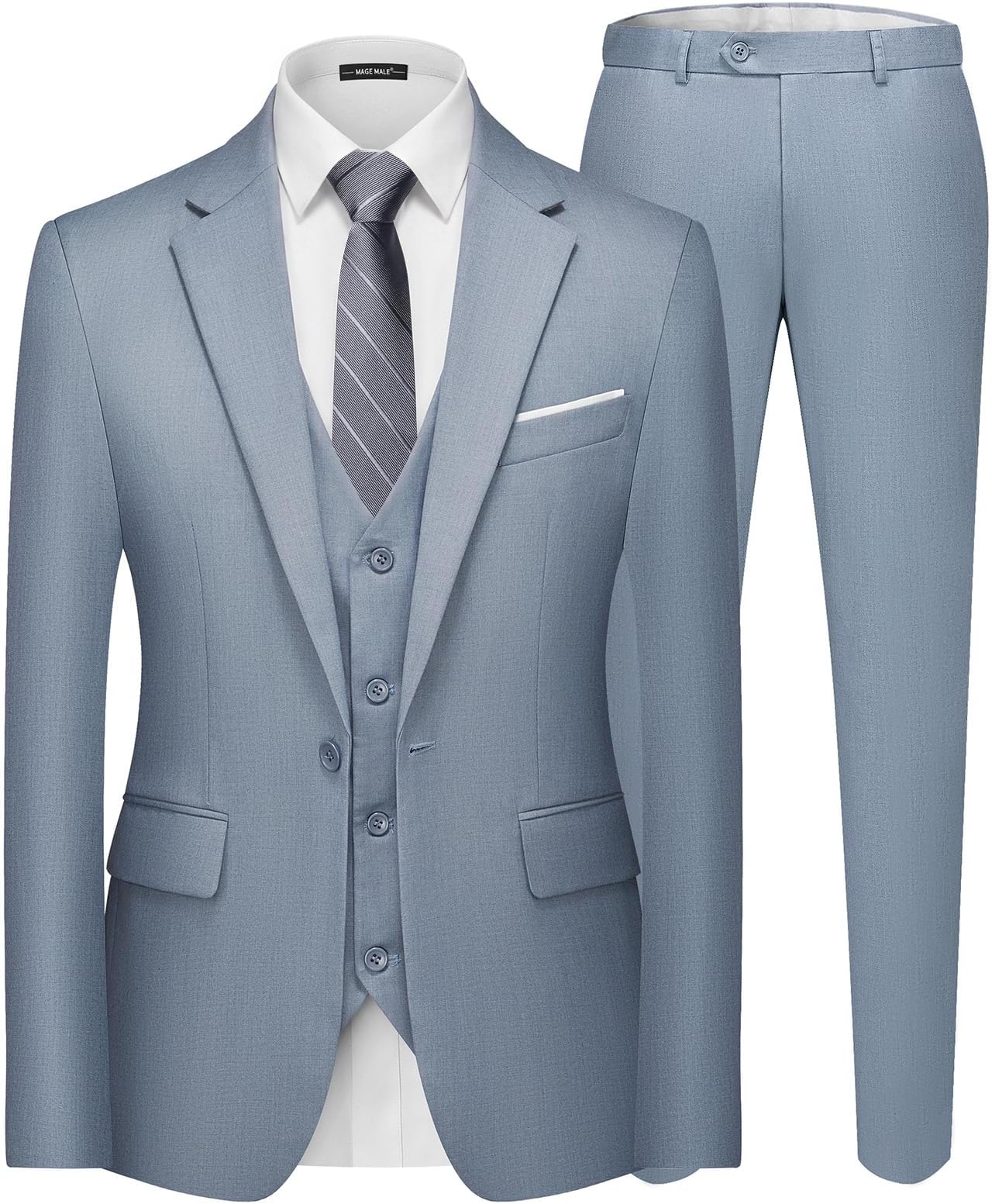 Men's 3 Pieces Suit Elegant Solid One Button Slim Fit Single Breasted Party Blazer Vest Pants Set