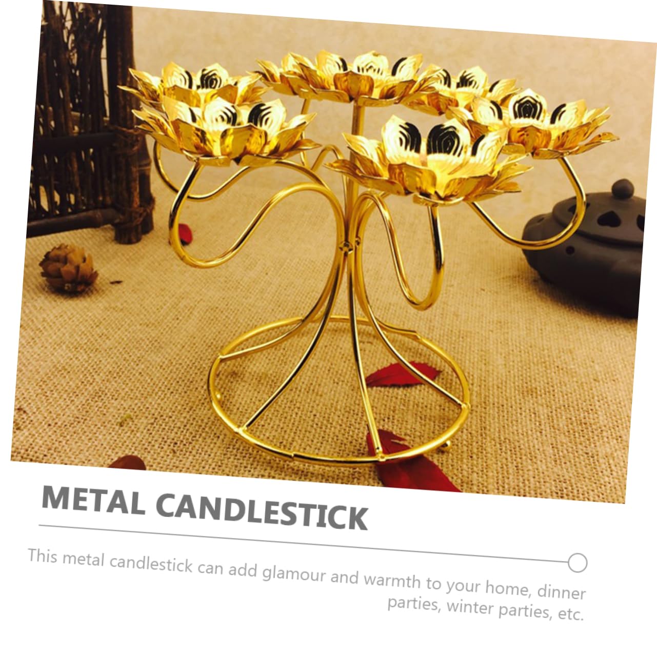 Portacandele A 7 Fiori in Metallo Portacandele Tealight Per Decorazioni Di Nozze Feste E Anniversari