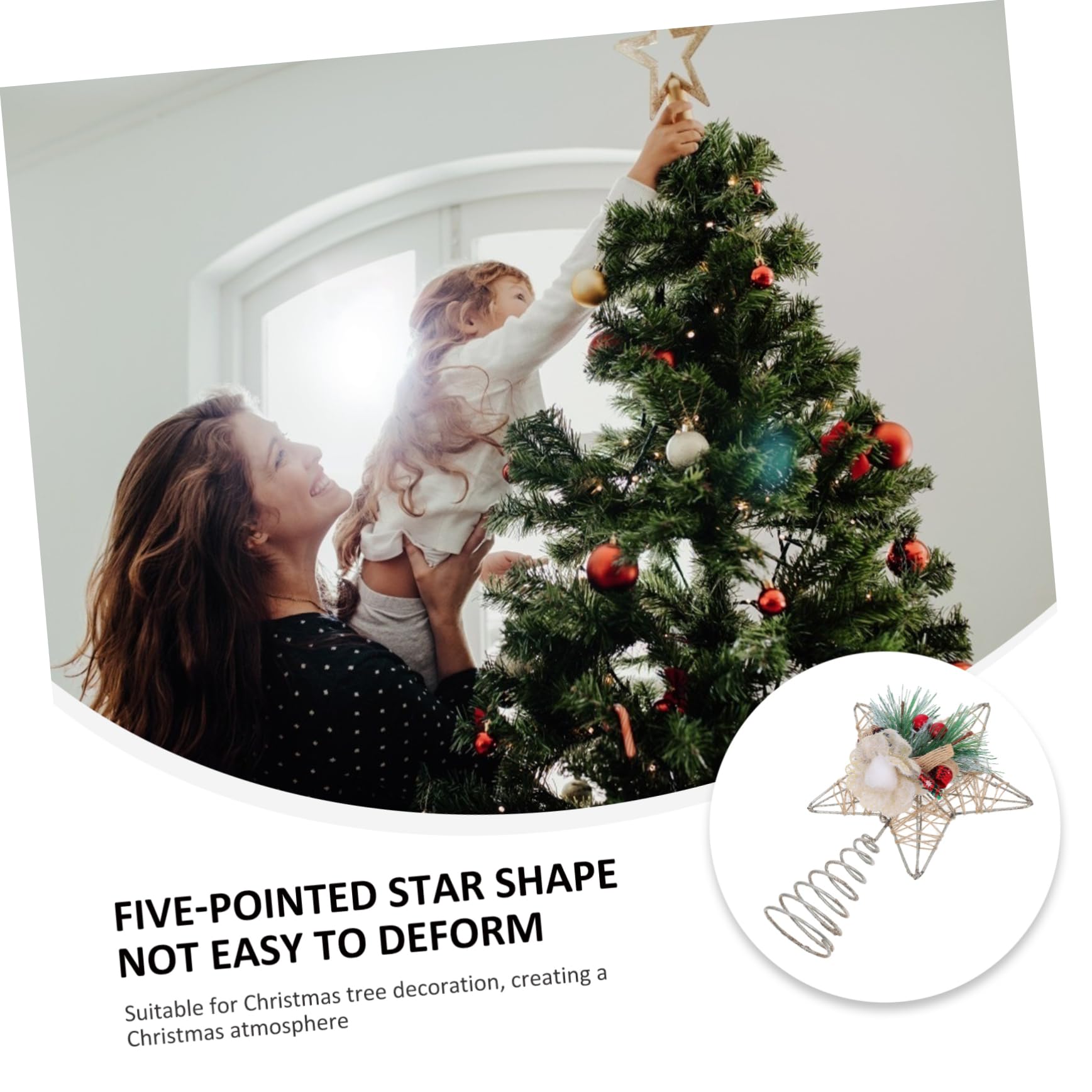 Zerodeko 4 Pièces Étoile De Sapin De Noël Décoration d'arbre De Noël Décor Suspendu Extérieur Haut De Forme d'arbre De d'arbre De Bethléem Le Fer Unique Articles De