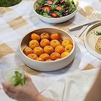 Vista 7 de LEXA Frutero de bambú para encimera de cocina, 12 pulgadas grande y redondo, cuenco de fruta de madera lacada artesanal o cuenco para dulces, cesta