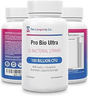 Probiotics for Gut Health - 100 Billion CFU - 22 Bacteria Strains - With Gut Loving Prebiotics, Digestive Enzymes, Glutamine, Liquorice & Ginger for Leaky Gut, IBS, SIBO & Bloating - 30 Vegan Capsules