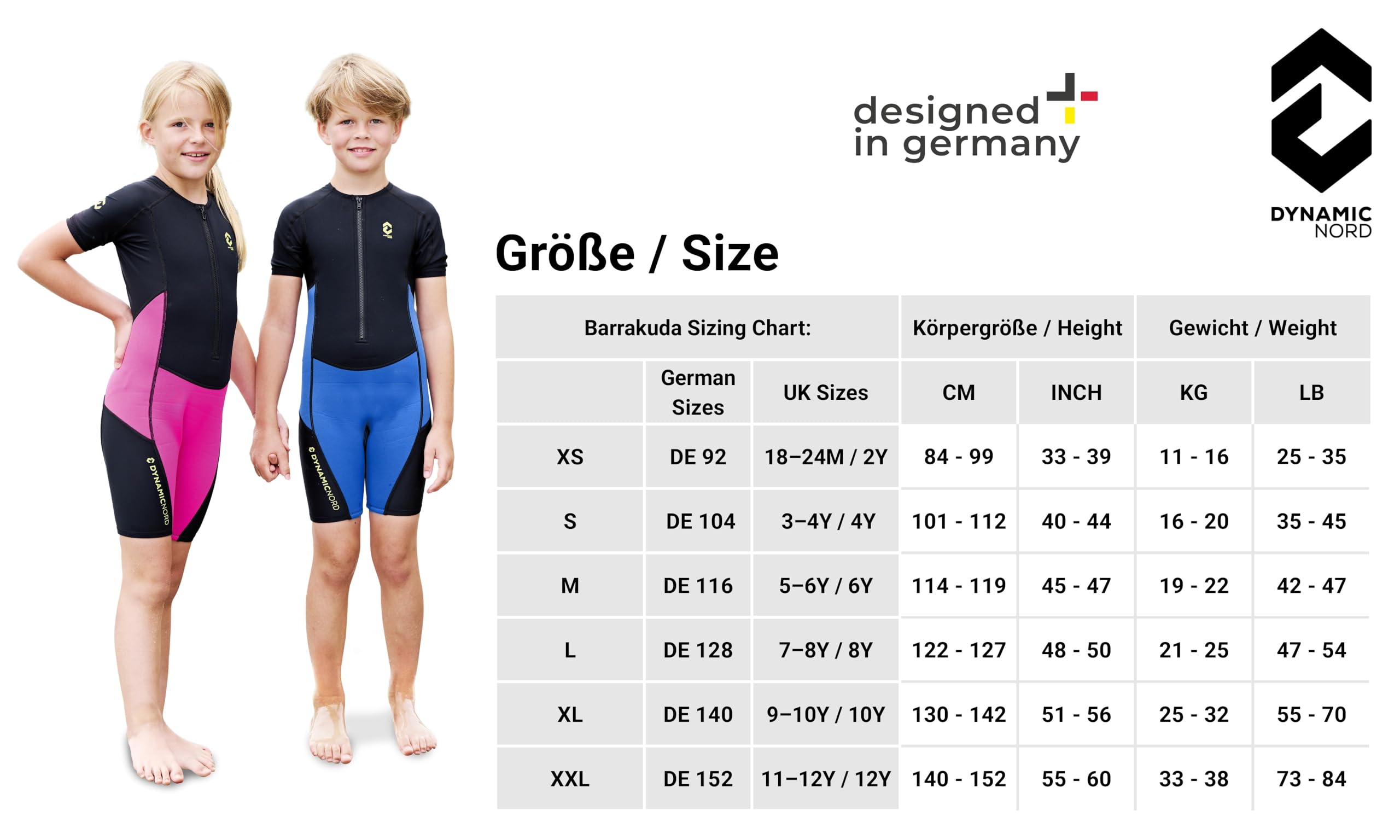 Muta Shorty 2 mm per bambini neoprene - Progettata in Germania - Muta da 2 mm con Lycra per protezione dal freddo e dal sole, muta, costume da bagno, Protezione Termica e UV per Nuoto