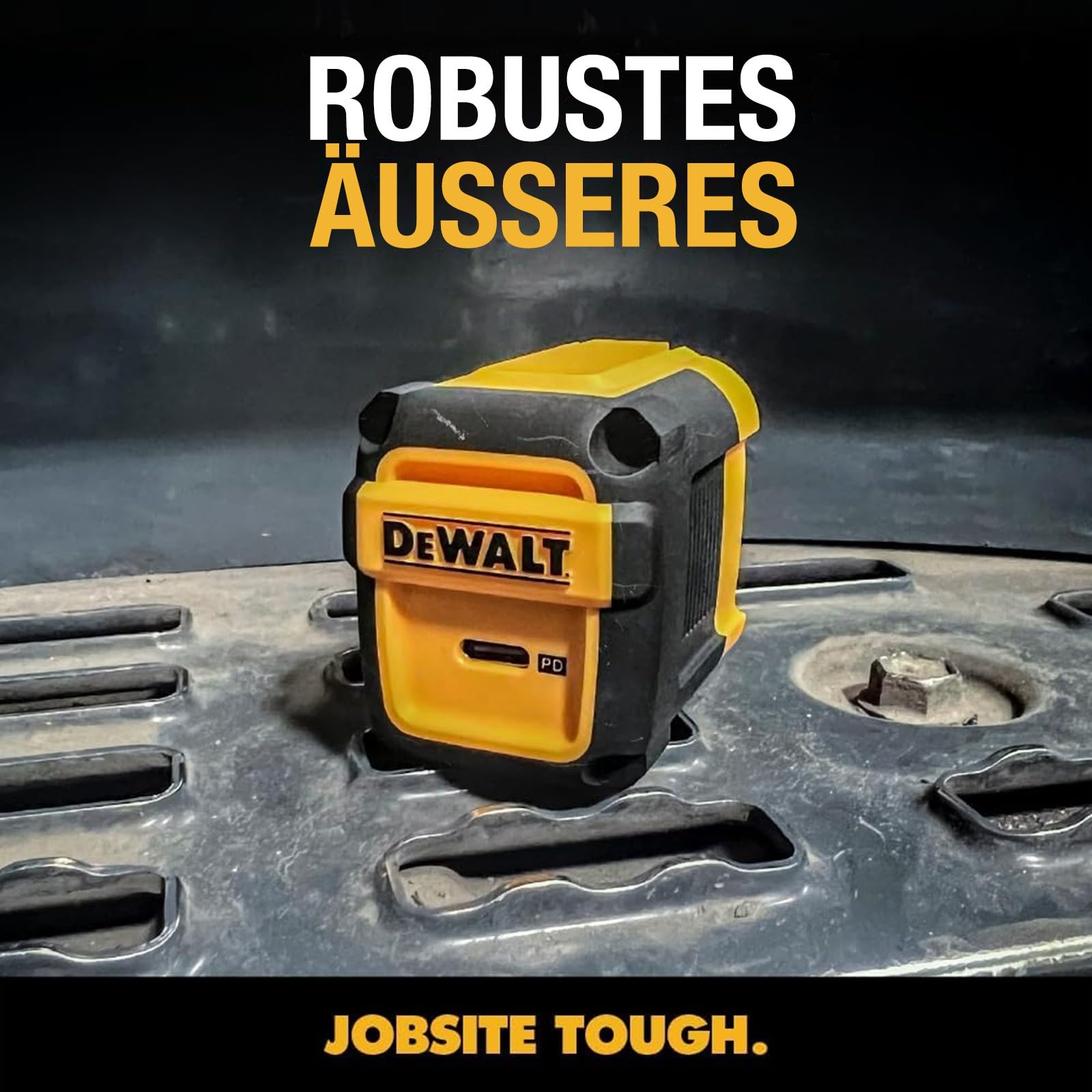 DEWALT Heavy Duty 30W PD USB-C Wandladegerät, Baustellen USB-C Ladegerät, Typ-C Schnellladegerät, EU Stecker, kompatibel mit iPhone 17 16 15 14 13 12 Pro Max iPad Pro