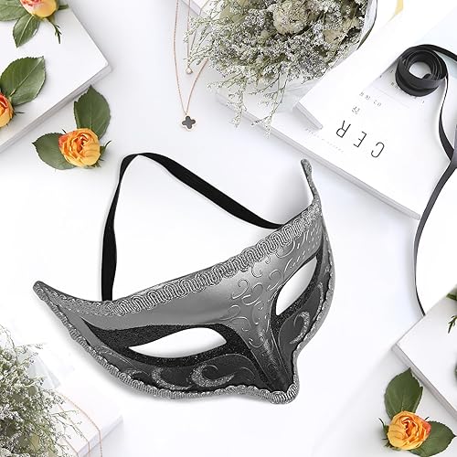 Miniatura 7 de HyperFun Máscara de mascarada para hombre, clásica, vintage, veneciana, ligera, suave, especialmente para disfraces, fiestas temáticas