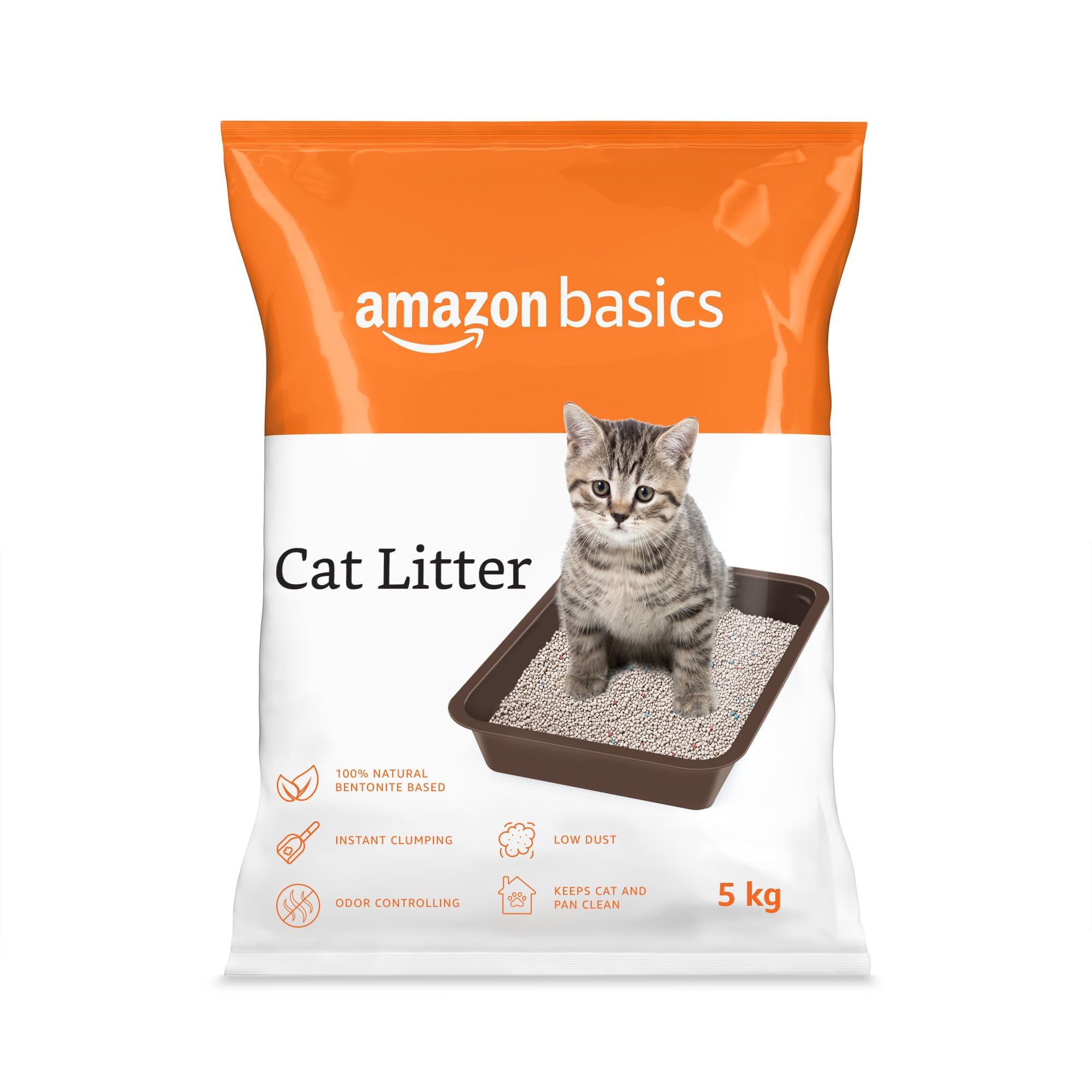 Sponsored Ad - Amazon Basics Scoopable White Bentonite Cat Litter | Unscented | 5Kg - Pack of 1