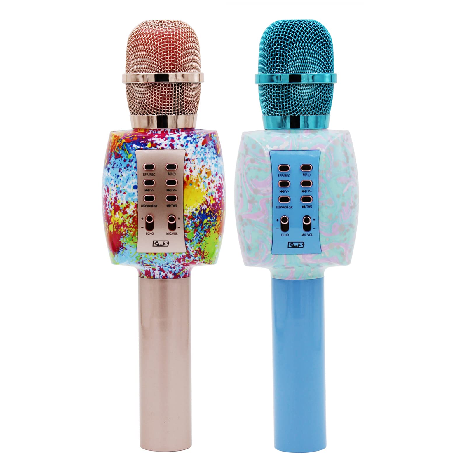 KBQ Bluetooth Karaoke Microphone, Portable Wireless Handheld Karaoke Speaker Microphone for Kids and Adult (Gold+Blue)