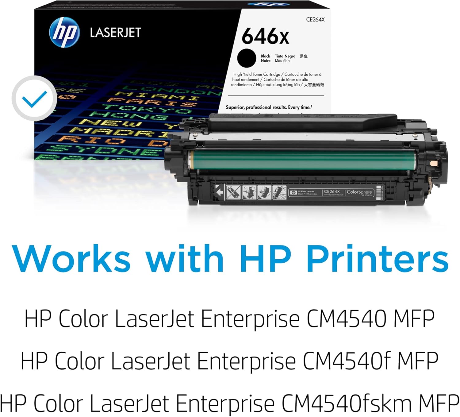 HP Original 646X Black High-Yield Toner Cartridge | Works Color LaserJet Enterprise CM4540 MFP Series | CE264X