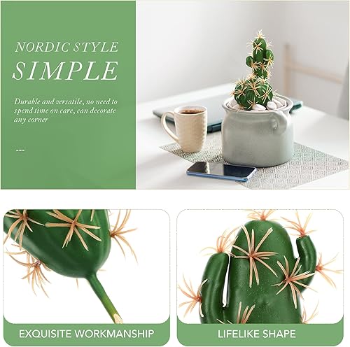 Vista 5 de VOSAREA 8 piezas de cactus artificiales artificiales de imitación de cactus suculentas, arreglo de plantas suculentas de color verde