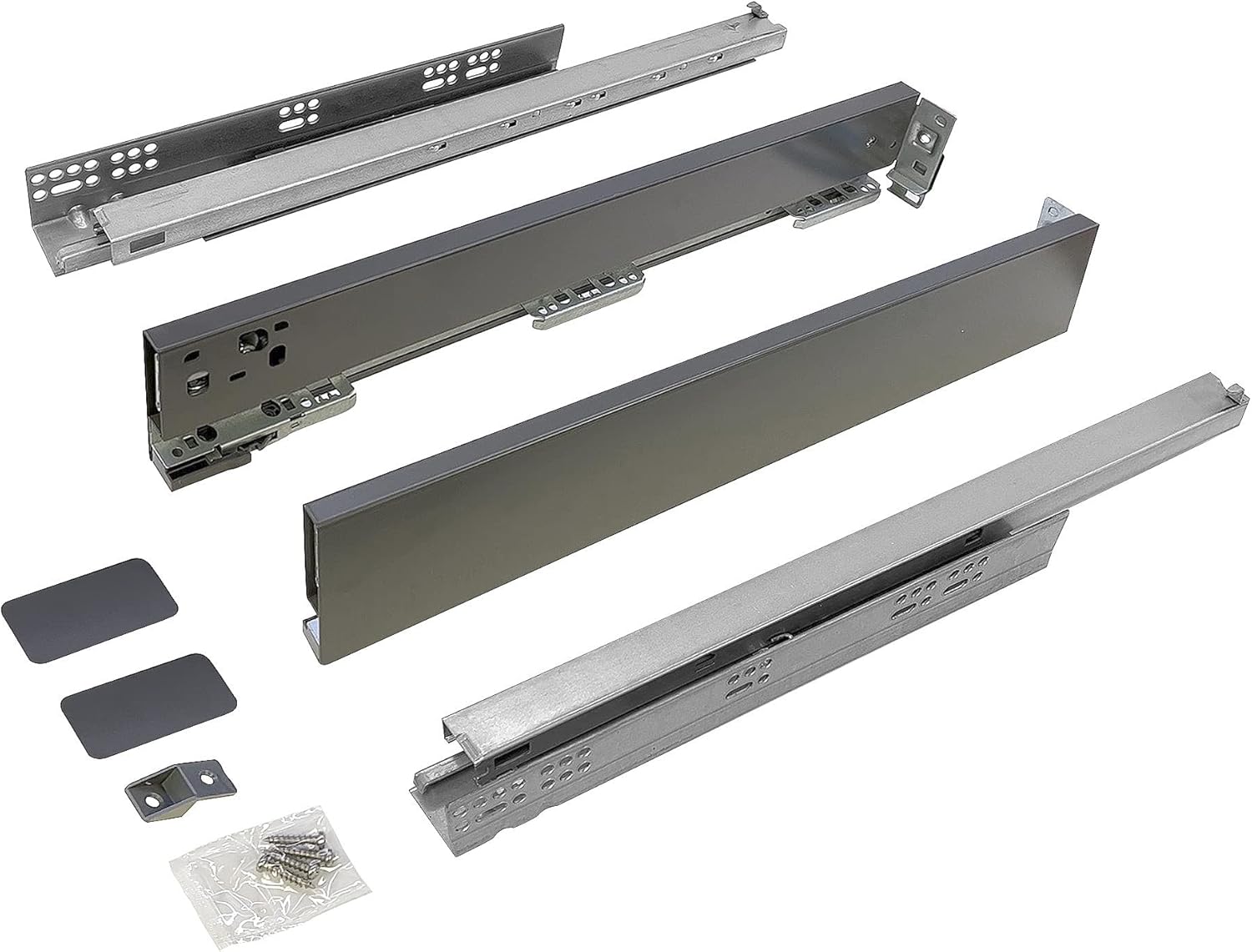 SYSKOR Metal Drawer Box, Soft Close, Full Extension - 3.5 Height x 12 Depth - Includes Heavy Duty Undermount Slides, 88 lb Capacity for Kitchen, Bathroom and Closet Cabinets - Gray (T71A14300)