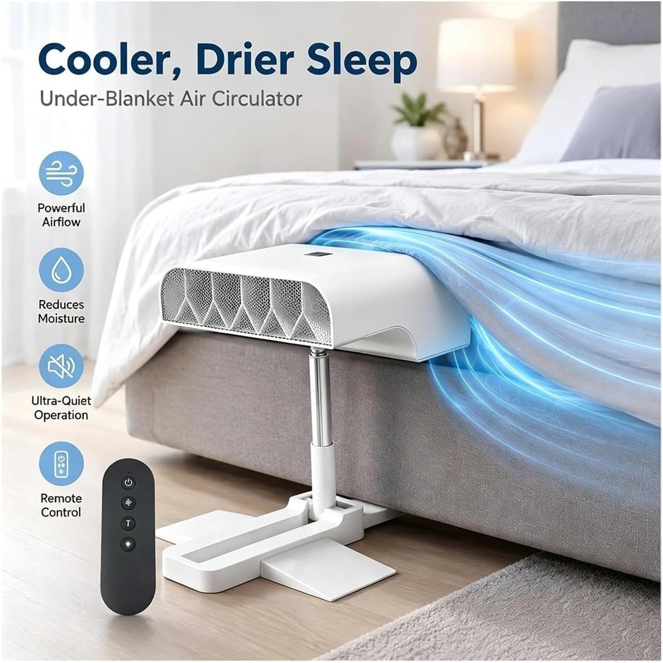 Bed Cooling Fan Under Sheets,Adjustable Bed Cooling System