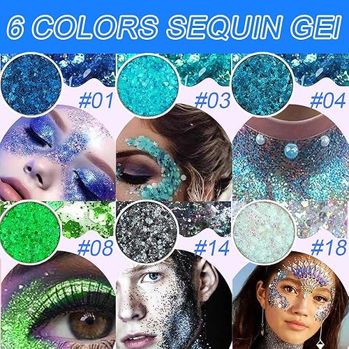 Miniatura 2 de evpct Paleta de sombra de ojos con purpurina individual, paleta de pegamento de gel, paleta de sombra de ojos, pintura corporal holográfica, blanco,