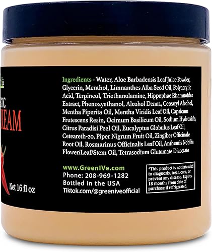 Miniatura 3 de GreenIVe Loción de masaje de crema caliente para articulaciones músculos y envoltura de estiramiento de la piel, tarro a granel de sensación de frío