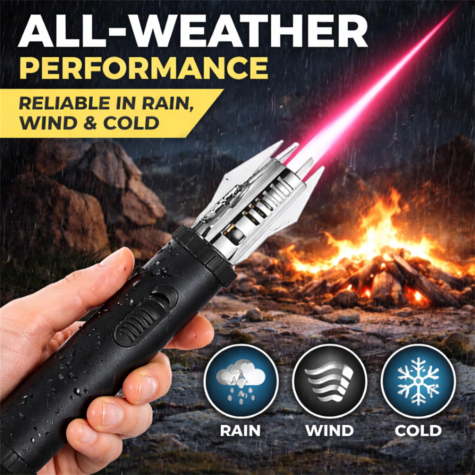Lux Blaze Lighter, Luxblaze Plasma Lighter, Adjustable Windproof Torch Lighter with Safety Lock, High-Heat Outdoor Flame for Camping, BBQ, Candles, Welding, Baking, Outdoor Cooking (Black2pc) — view 2