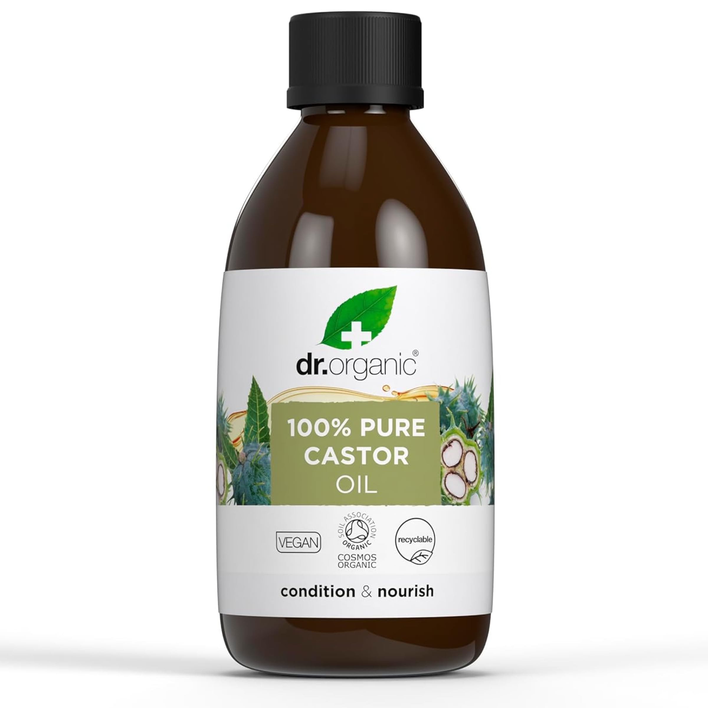 Dr Organic Castor Oil, 100% Pure & Natural, Cold Pressed, Nourish & Condition, Face, Body & Hair, Massage, Carrier Oil, Aromatherapy, Vegan, Cruelty Free,