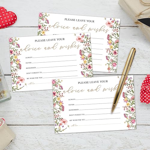 Miniatura 3 de WwongxianB Juego de 25 tarjetas de consejos y deseos de flores silvestres  Libro de visitas de palabras de sabiduría para recién casados, despedidas