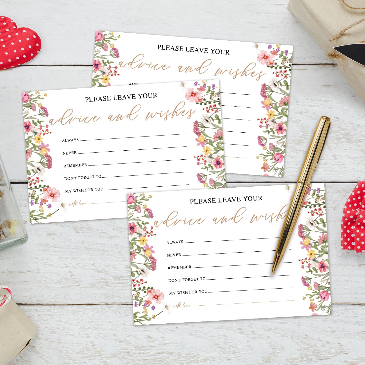 WwongxianB Set Of 25 Wildflowers Advice Cards - 4x6 Inch Fill-in Guest Book Cards For Weddings, Showers, Retirement - View #10
