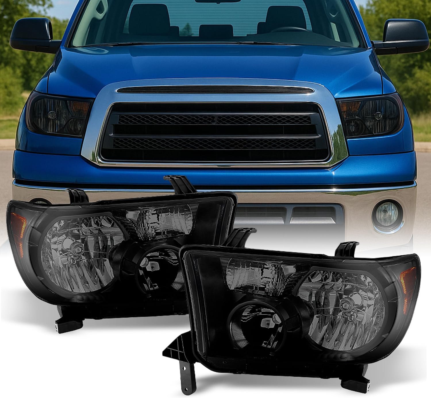 AKKON - For Toyota Tundra OE Replacement Black Headlights Driver/Passenger Head Lamps