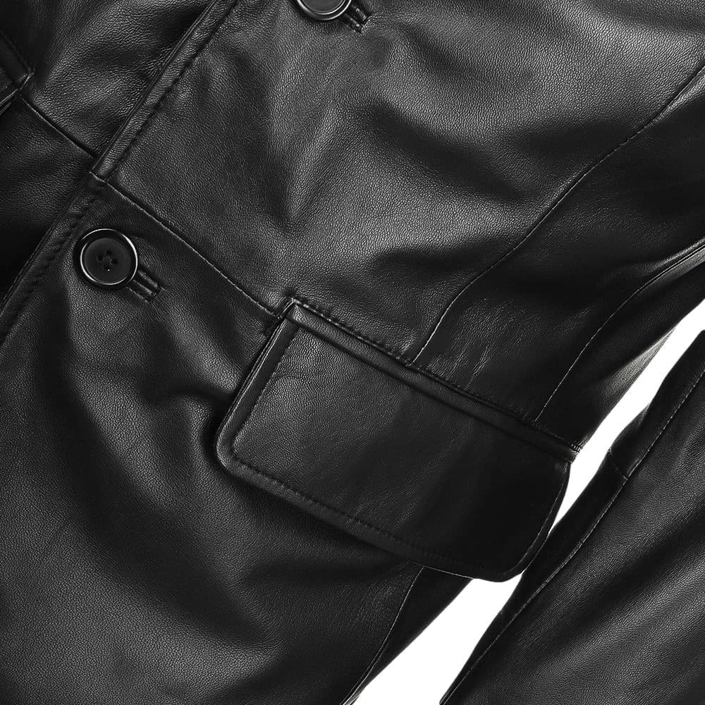 Lambskin Mens Leather Blazer 2 Button Sport Coat- Real Lambskin Leather Blazers for Men Premium Leather Coat - Image 3
