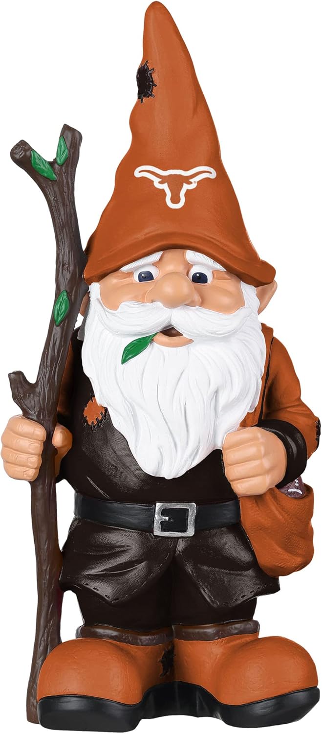 FOCO NCAA Unisex-Adult NCAA College Team Logo Holding Stick Garden Statue Outdoor Gnome