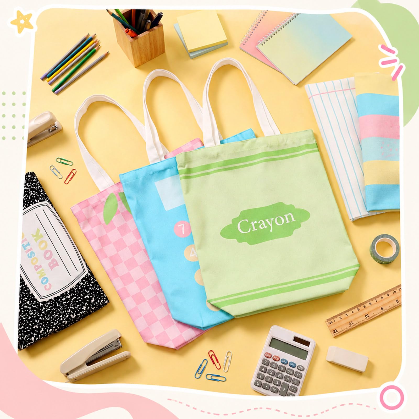 Paterr Bolsa de lona a granel con asas reutilizables para mujer, agradecimiento, agradecimiento, cuaderno de lápiz