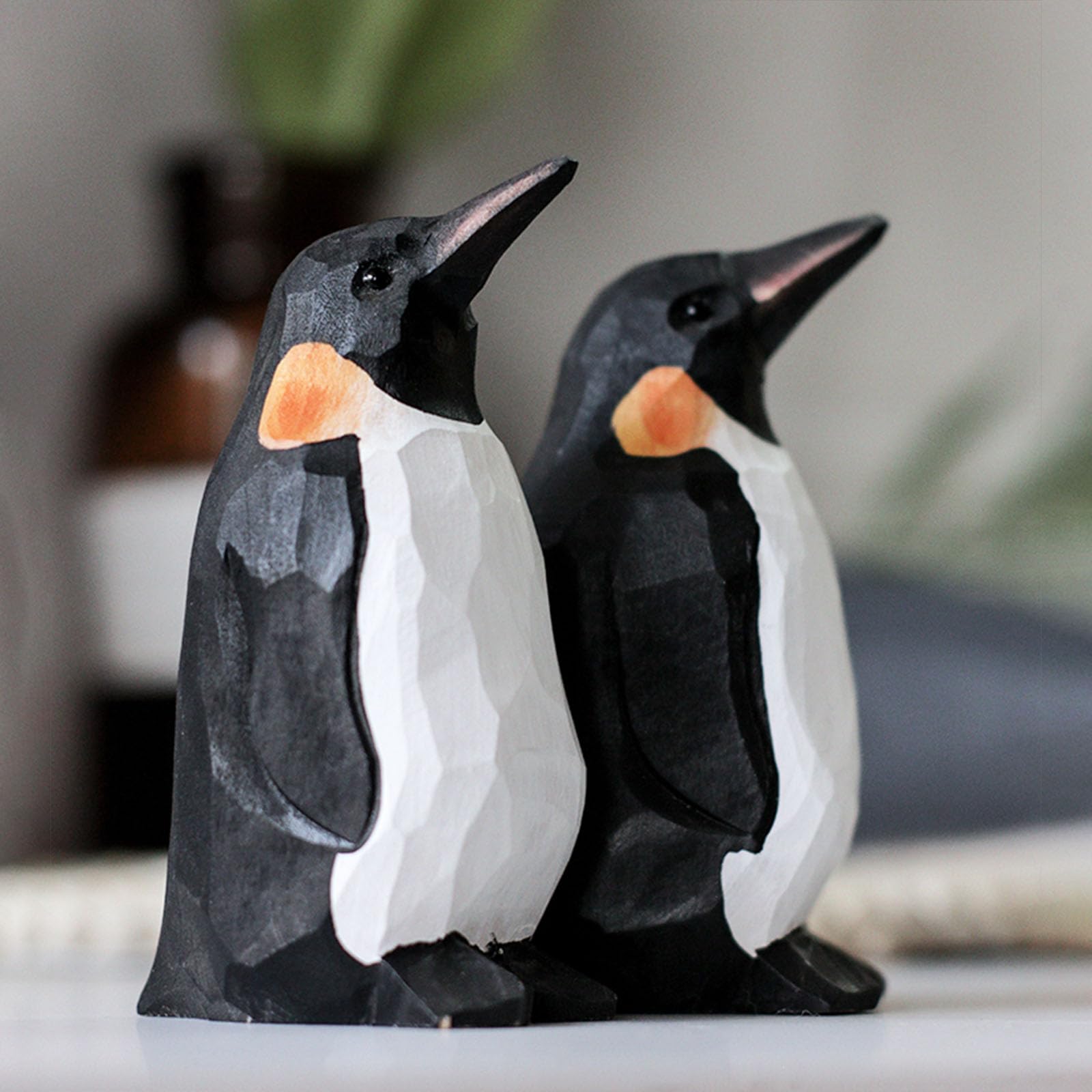 ペンギン 木彫 彫像 オブジェ 置物 インテリア 工芸品 美術品 A1077 