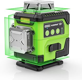 HUEPAR 4D Laser Level 360 Self Leveling with LCD Angle Screen, 4 x 360° High Brightness Rechargeable Lazer Leveler Tool for Construction and Picture Hanging, Strong Magnetic Bracket -Y04CG