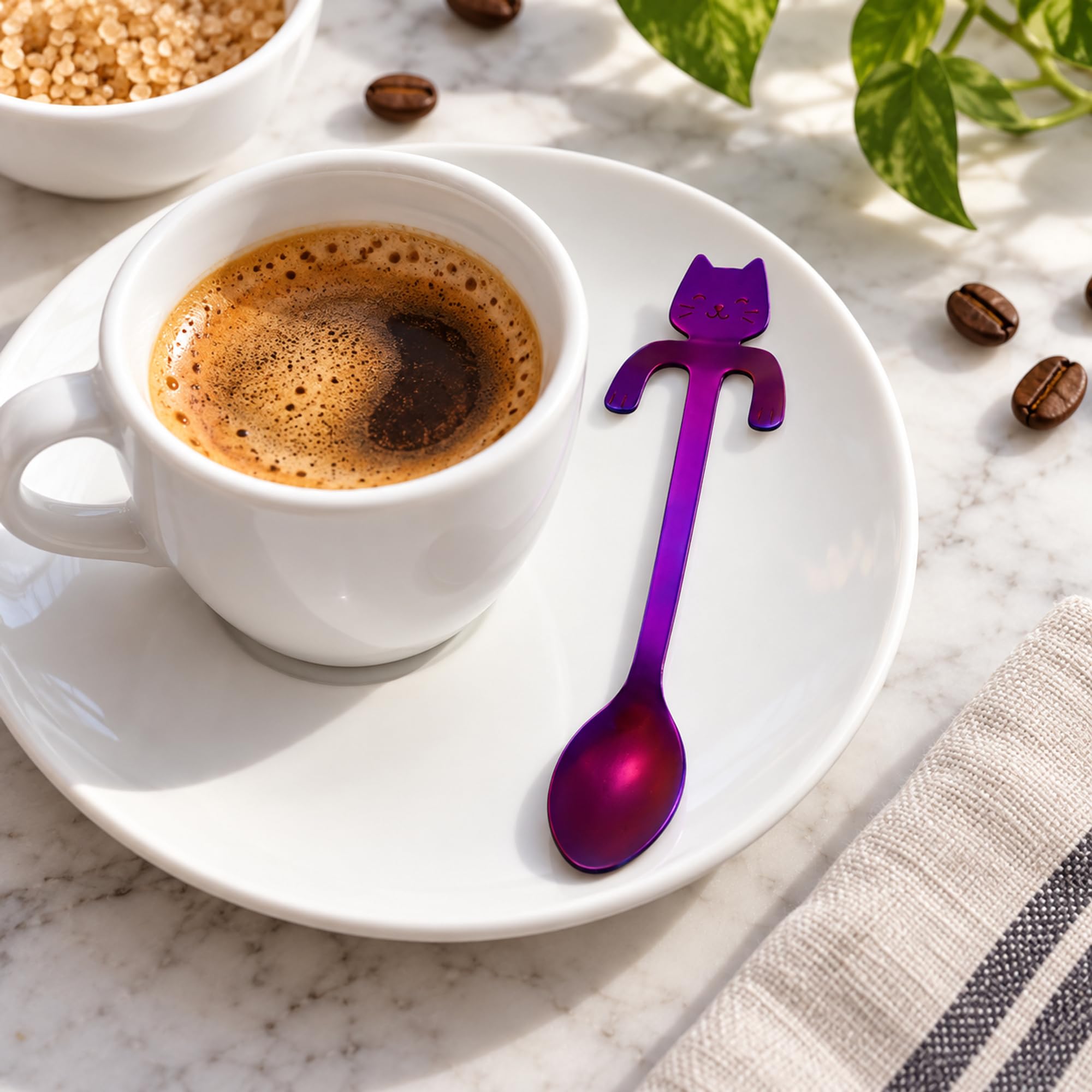 Cat-Shaped Stainless Steel Coffee Spoon, Drink Stirring and Dessert Utensil for Home Cafes, Tea Breaks and Dining