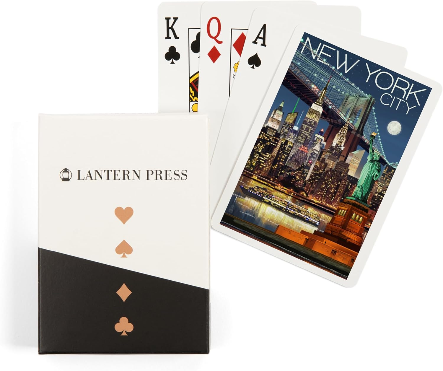 Lantern Press New York City, NY, Skyline at Night, 52 Playing Cards for Adults, Poker Size Card Deck