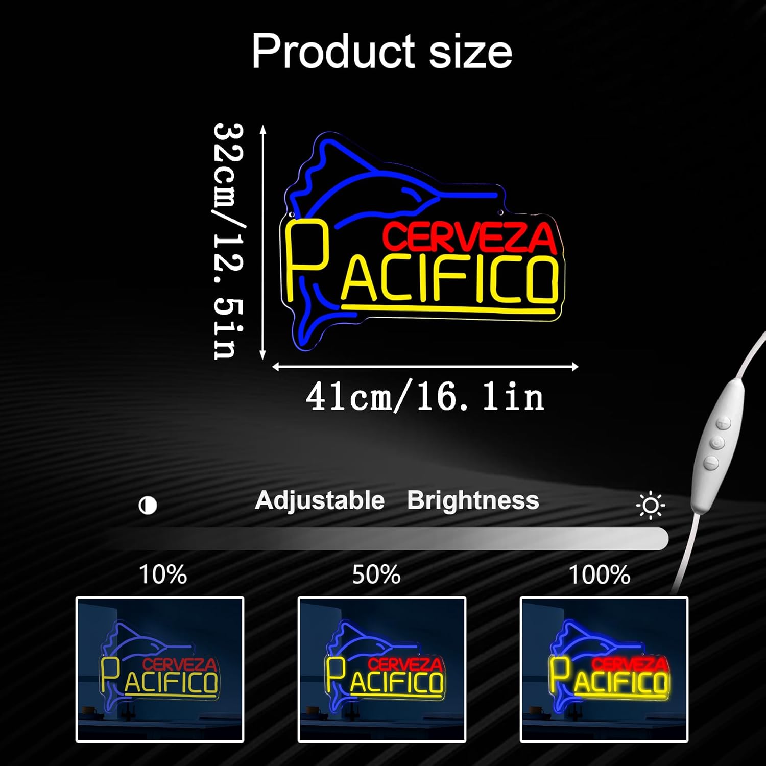Pacific Beer Neon Signs for Wall Decor,Dimmable Mexican Beer Led Neon Light, USB Powered Business Signs for Man Cave Bar Pub Restaurant Party Christmas Birthday Gifts(16.1 * 12.5in) - Image 5