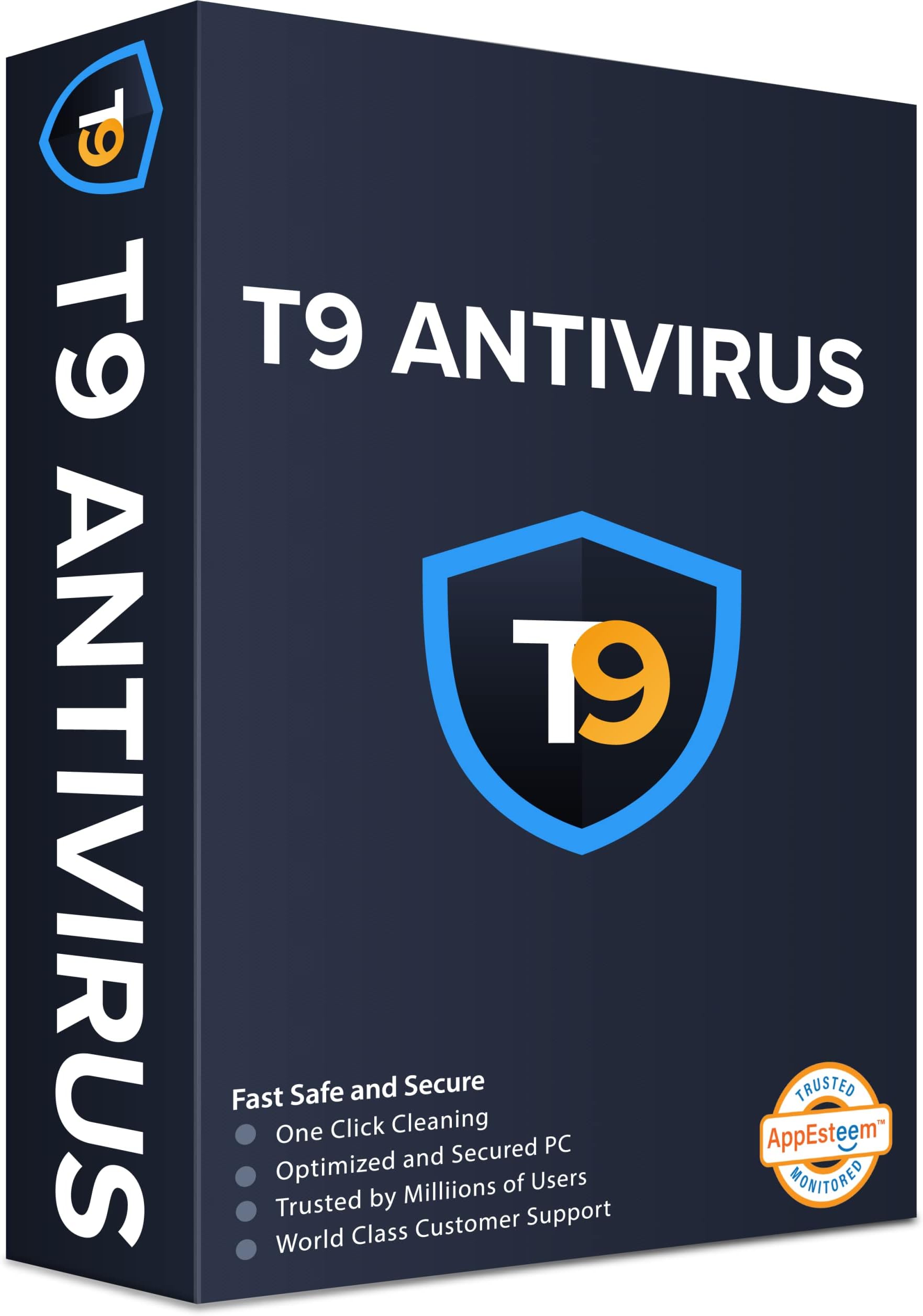 T9 Antivirus - Software for Windows - 1 PC, 1 Year | Real-Time Protection | Exploit & Malware Protection | USB Protection | Firewall & Internet (No CD- License Key Only)