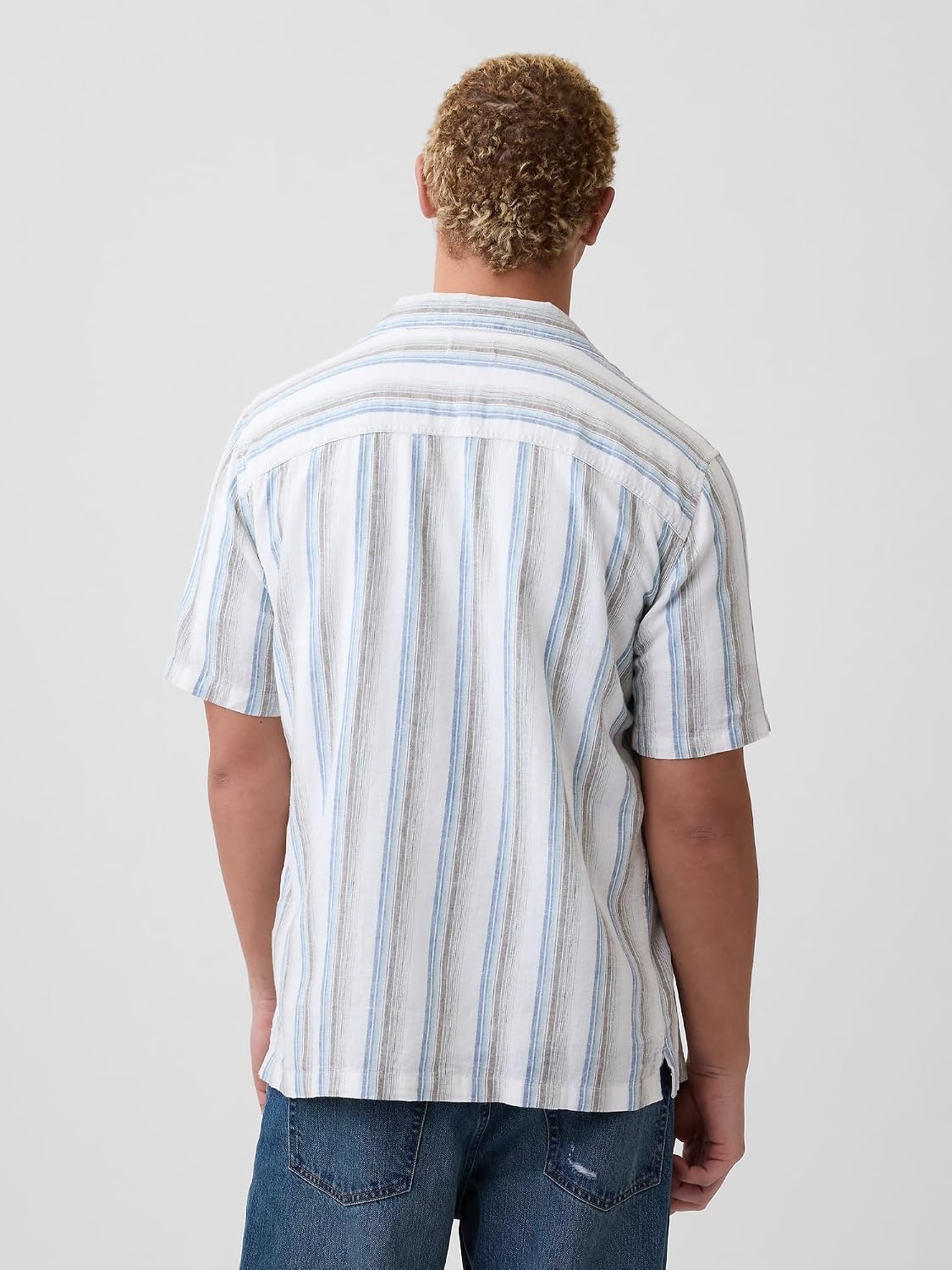 Gap Mens Short Sleeve Linen Resort Collar Shirt