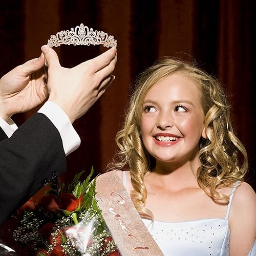 Miniatura 4 de YARIEW Decoraciones de cumpleaños de 16 años para niñas, banda y tiara de oro rosa con el número 16, corona y banda de cumpleaños, regalos de