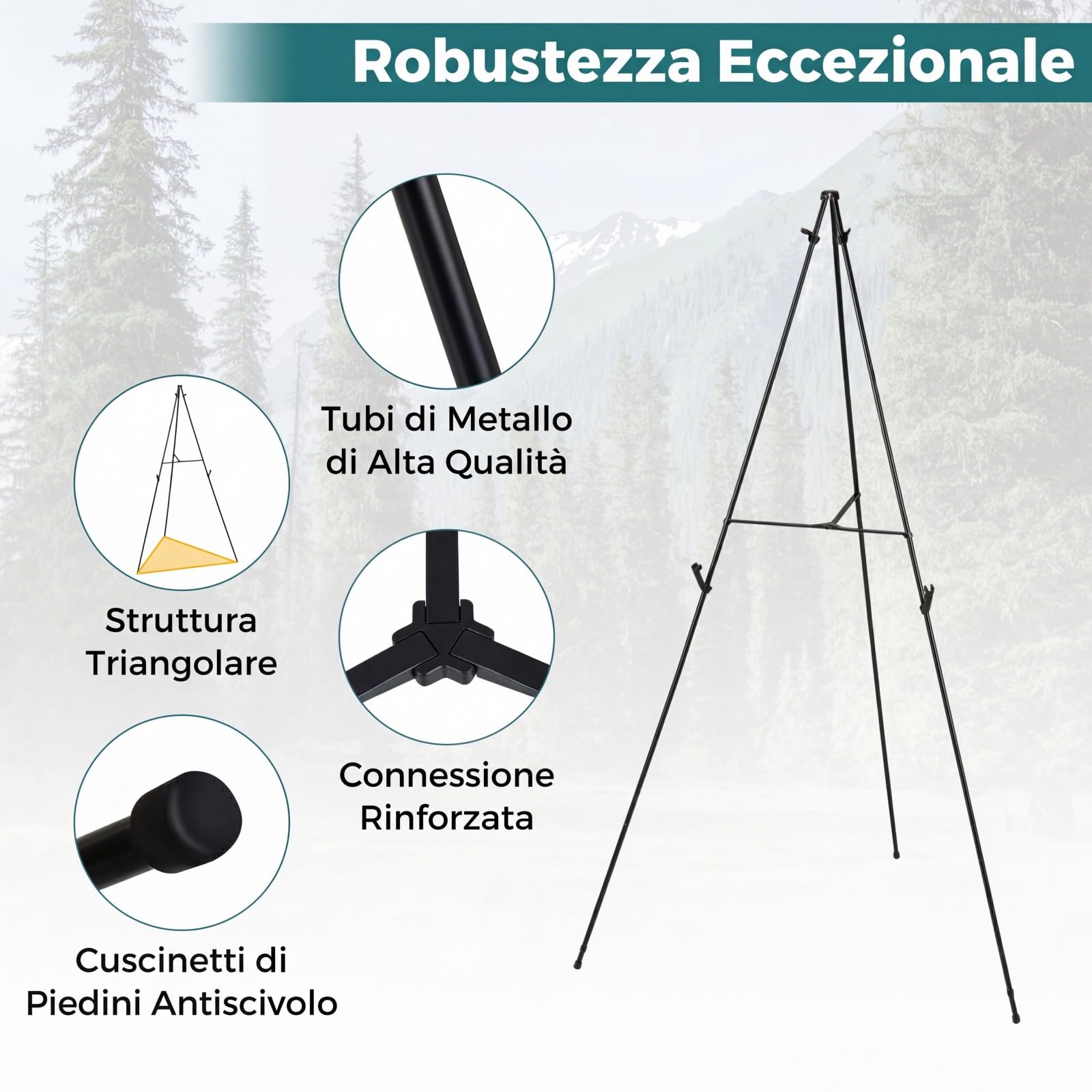 COSTWAY 6 Pz Cavalletto per Dipingere, Cavalletto Pittura in Metallo con Staffe Regolabili, Piedini Antiscivolo e Borsa, Cavalletti da Esposizione Portatile, Portata 10 kg, Per Dipinti Poster