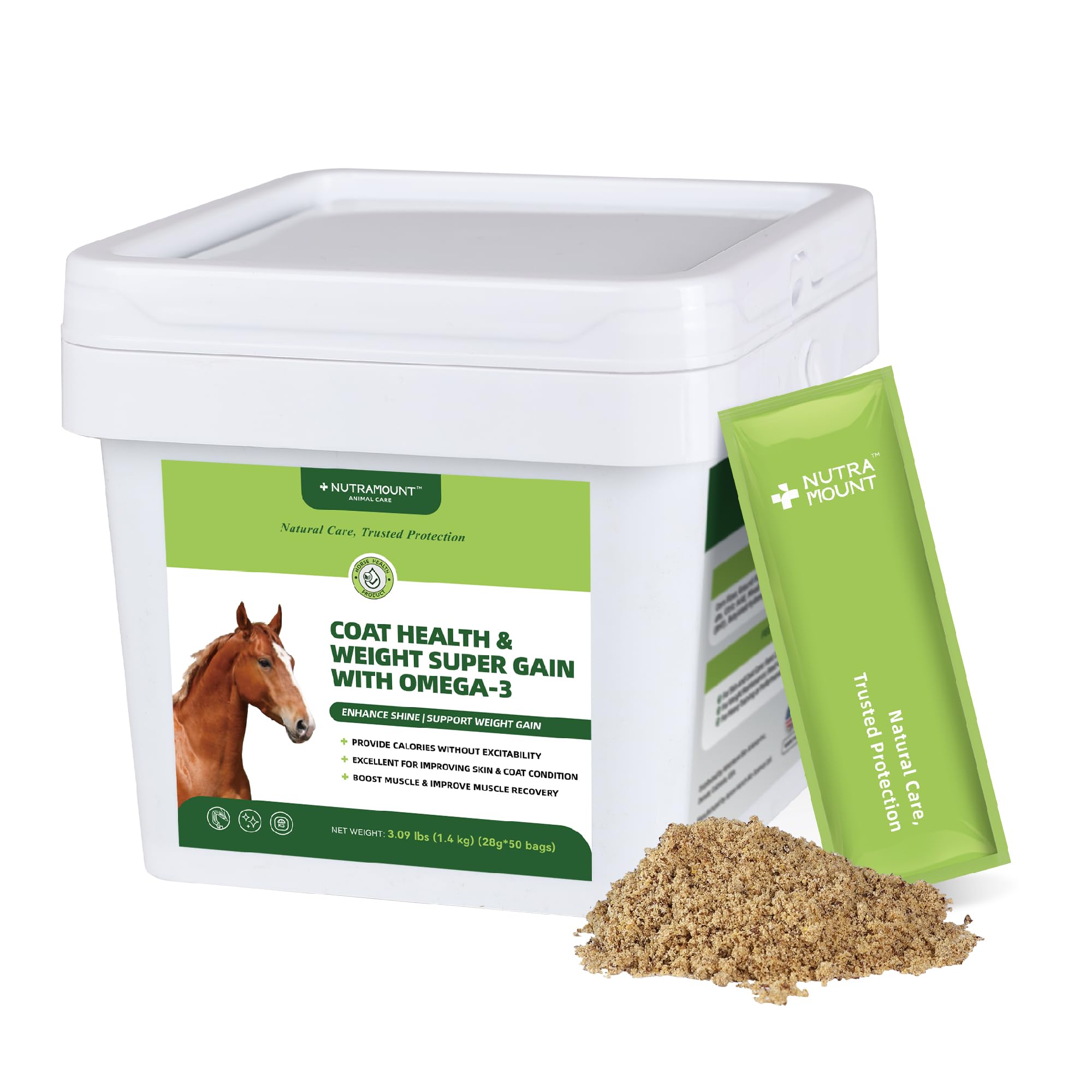 Mangime per semi di lino macinati per cavalli, farina naturale di semi di lino ad alto contenuto di grassi per cavalli, lucentezza del mantello e mix di mangimi giornalieri, ingrediente