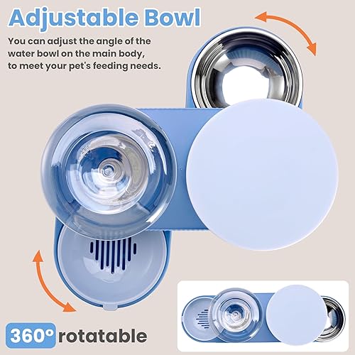 Miniatura 3 de Dispensador automático de agua para perros y gatos, dispensador de agua de acero inoxidable 2 en 1, dispensador de gran capacidad para mascotas,