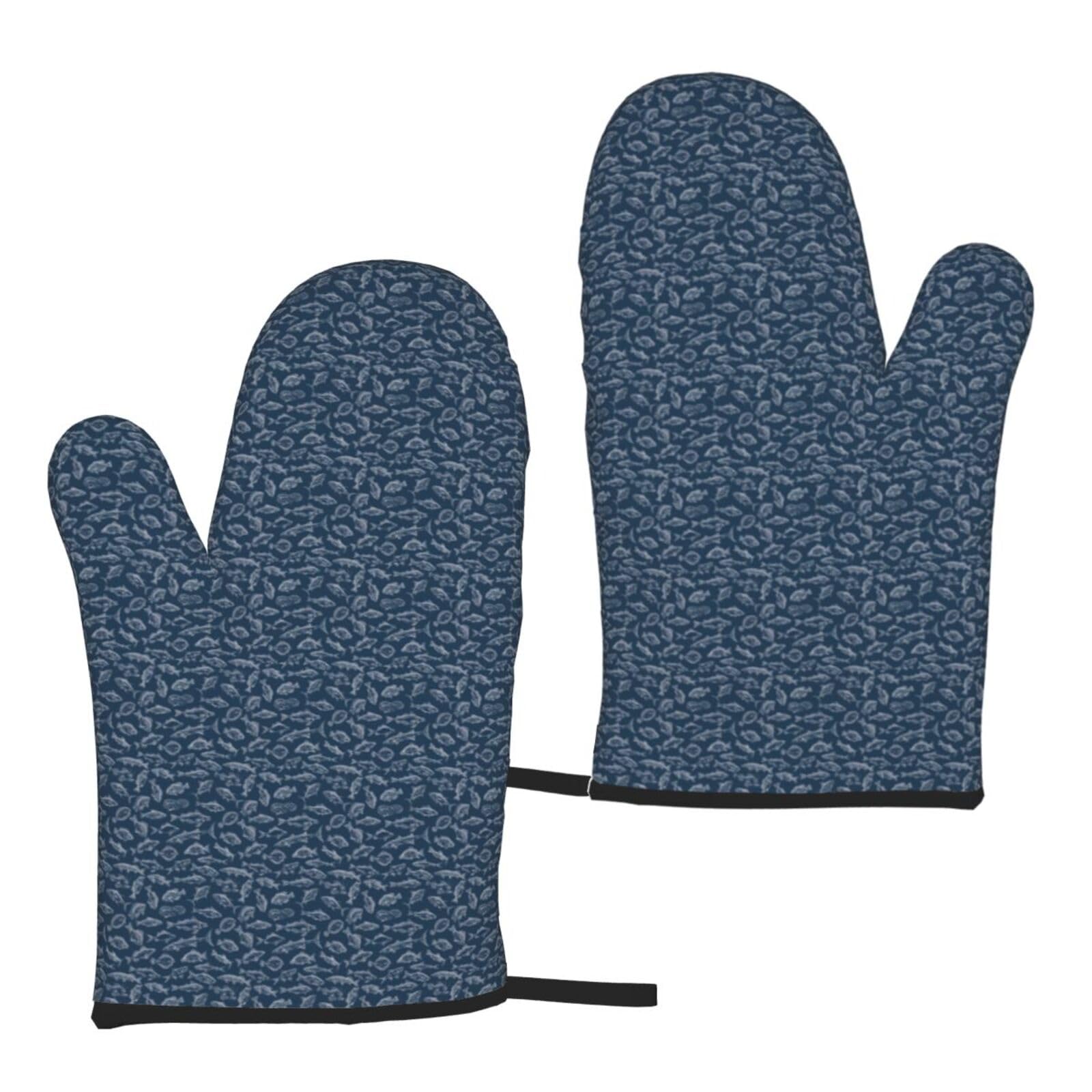 Ocean Fishes Print Heat Resistant Universal Fit Oven Microwave Gloves Home Cooking Baking Grilling