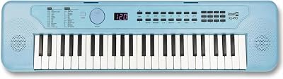 RockJam RJ490BB Mini Tastiera Pianoforte 49 Tasti, Sintetizzatore Elettronico Portatile Azzurro con USB-C, Altoparlanti, Jack Cuffie, 200 Suoni e Ritmi