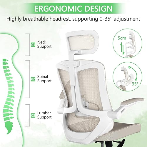Miniatura 4 de Silla de oficina ergonómica con capacidad de 350 libras, silla de computadora de malla cómoda, silla de juegos con respaldo alto con ruedas,