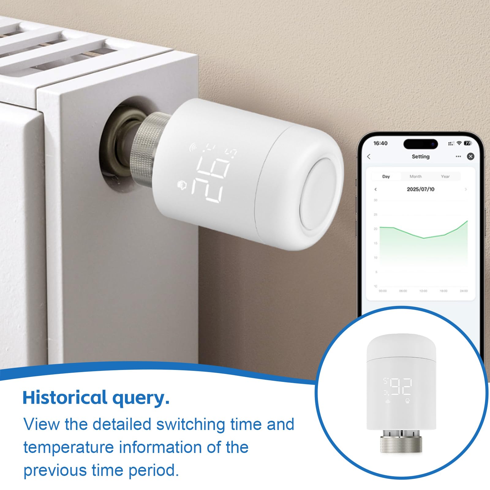 Inteligentny termostat grzejnikowy, termostat WiFi, regulator ogrzewania, termostat z aplikacją sterowania głosowego, programowalny termostat kompatybilny z Tuya/Alexa APP/Google